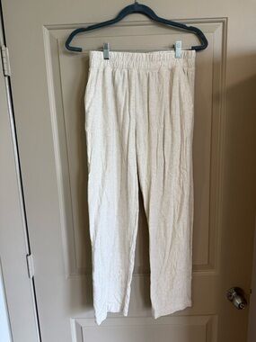 Lightweight Cream Linen Pull-On Pants